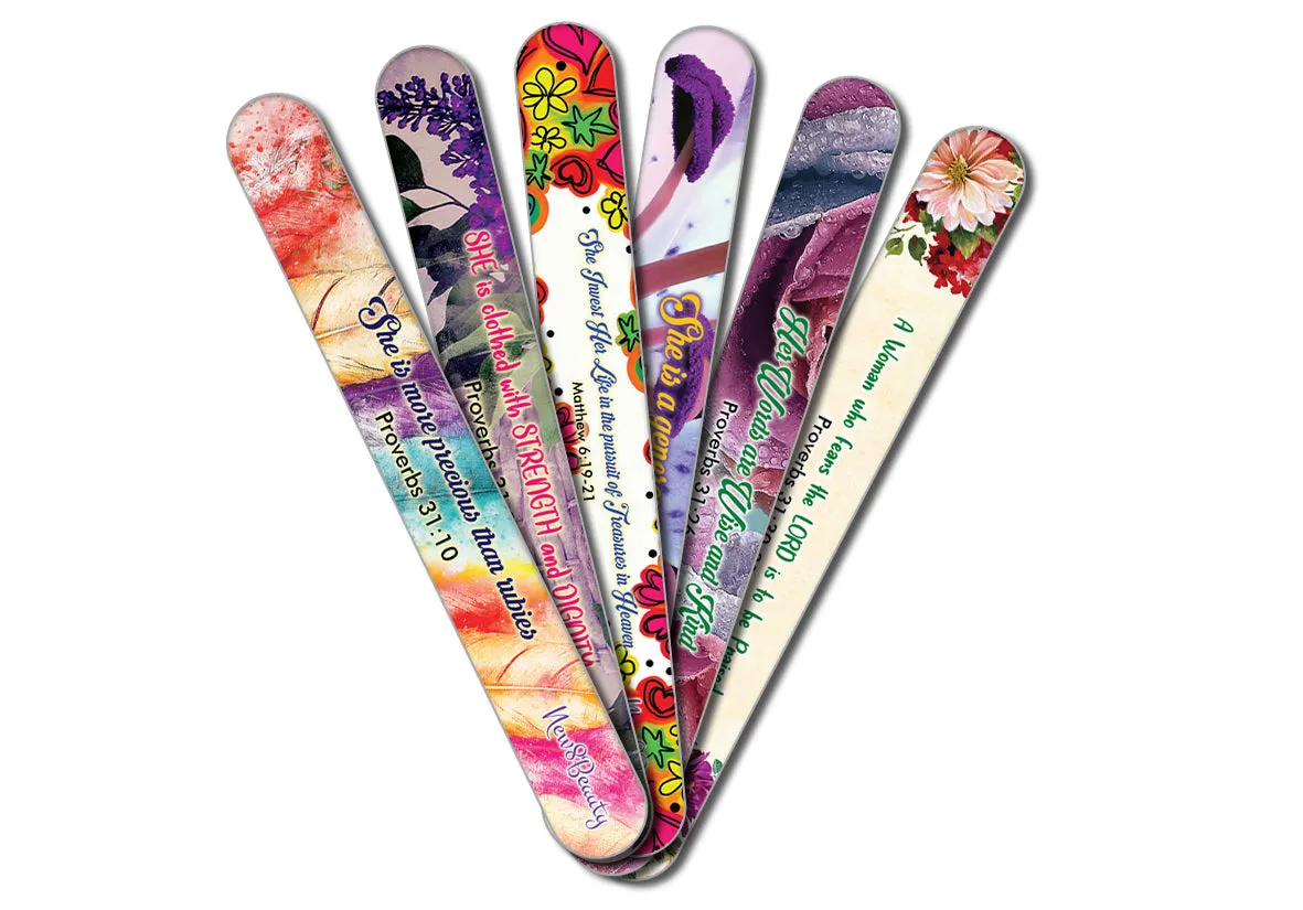 Christian Emery Board - Virtuous Woman (24-Pack) - Best for Manicure Pedicure - Nail Salons Nail Care Nail Spa - Great Gift Ideas
