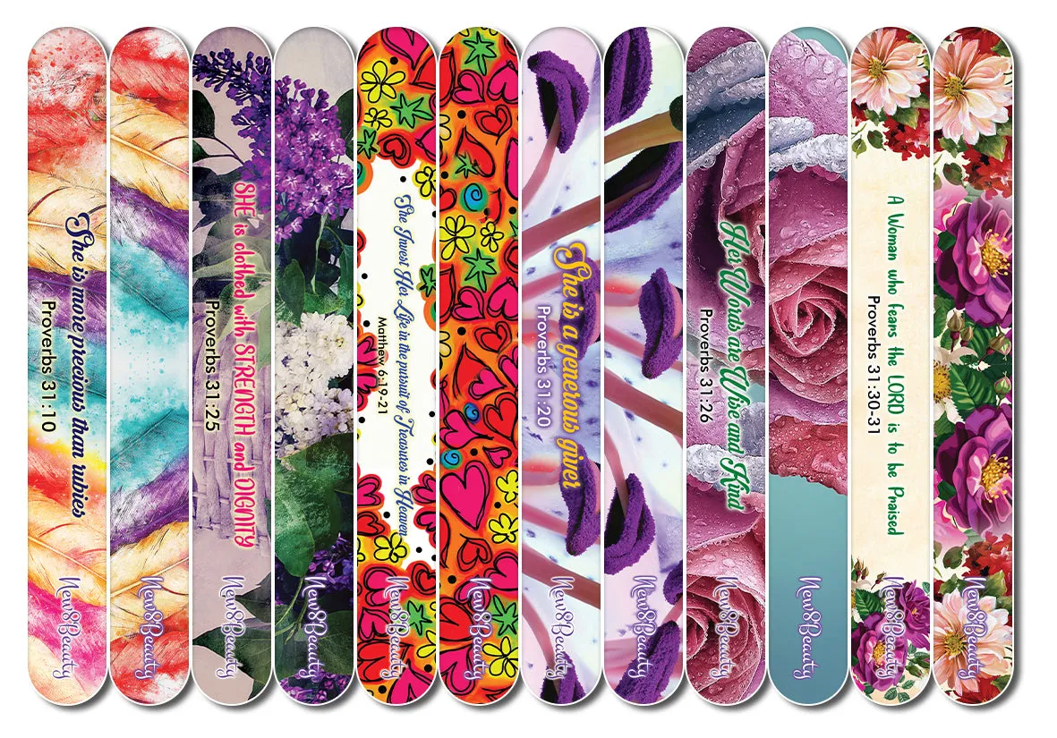 Christian Emery Board - Virtuous Woman (24-Pack) - Best for Manicure Pedicure - Nail Salons Nail Care Nail Spa - Great Gift Ideas