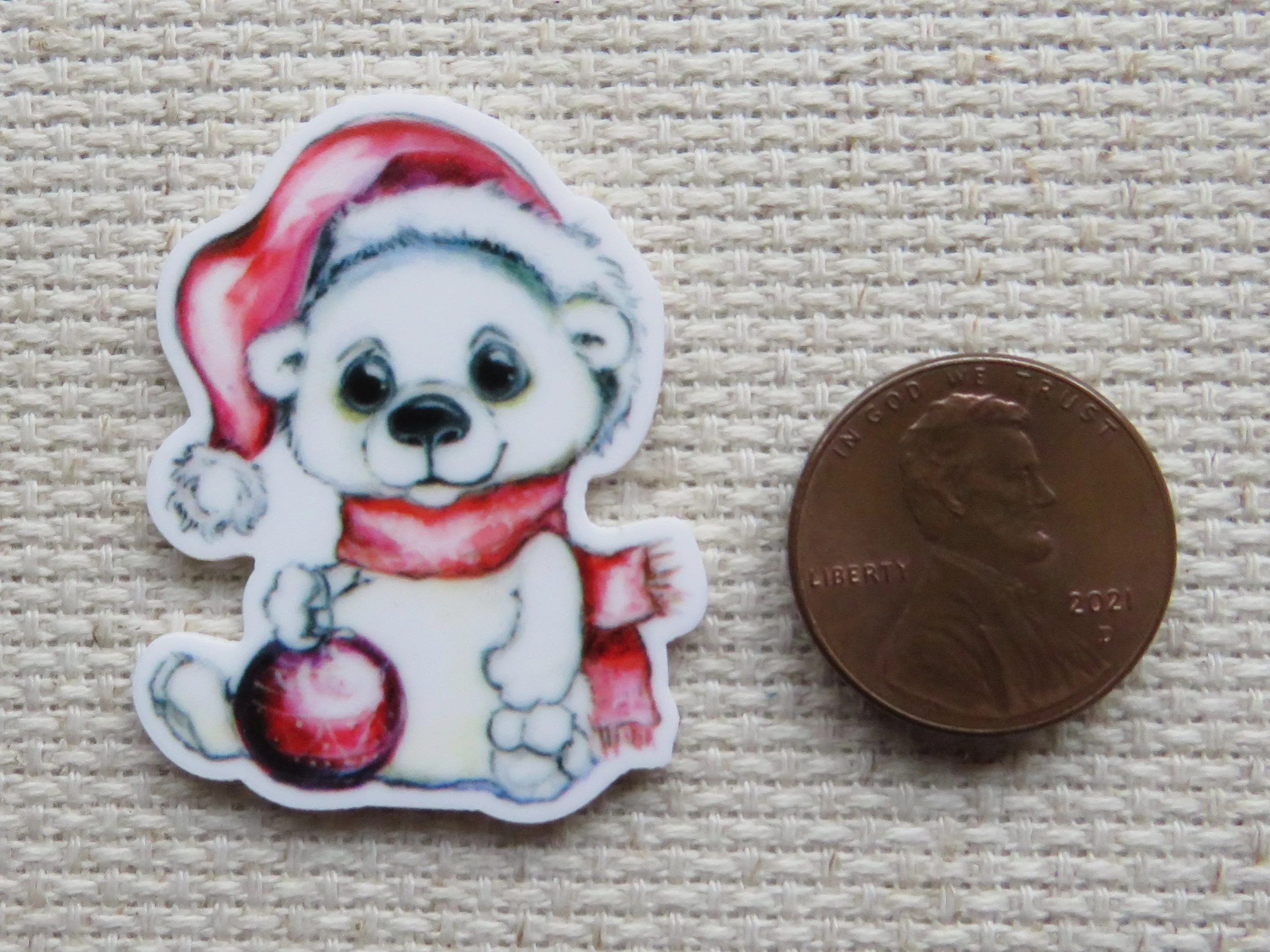 Christmas Polar Bear Needle Minder, Cover Minder, Magnet