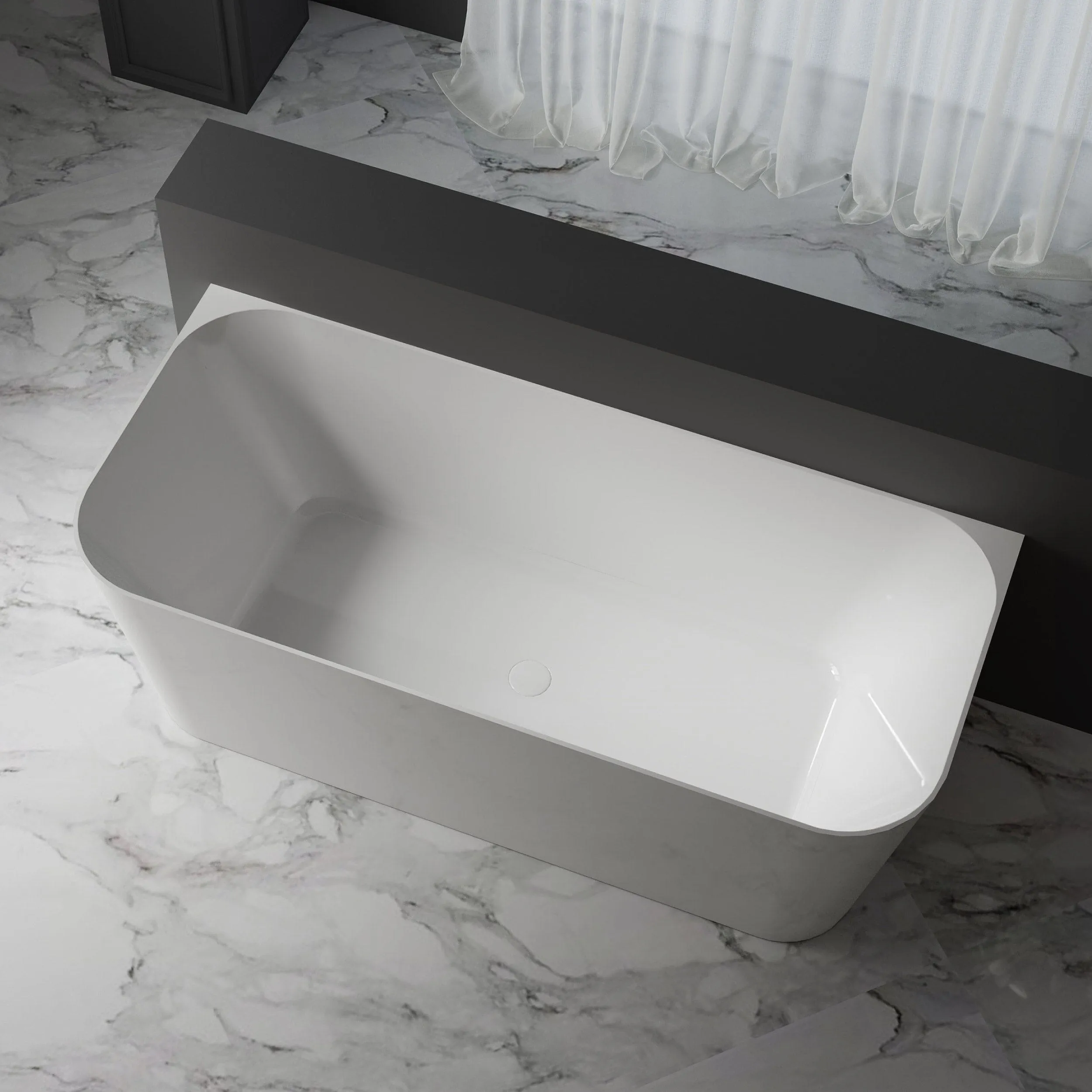 CLIO 1500mm Back to Wall Free Standing Bath Gloss White