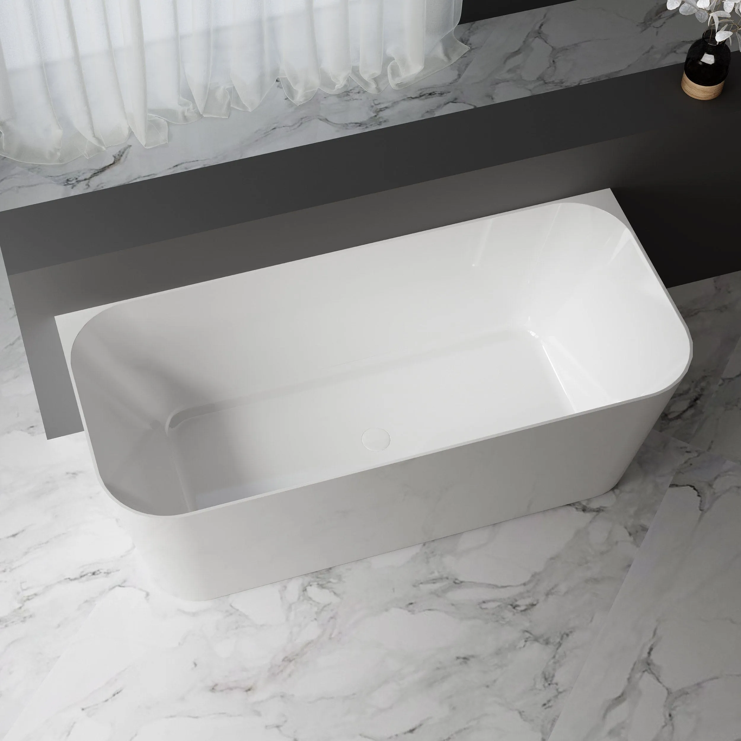 CLIO 1500mm Back to Wall Free Standing Bath Gloss White