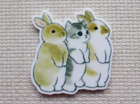 Curious Bunnies and Kitten Needle Minder, Cover Minder, Magnet