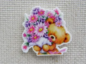 Cute Bear Bringing Flowers Needle Minder, Cover Minder, Magnet