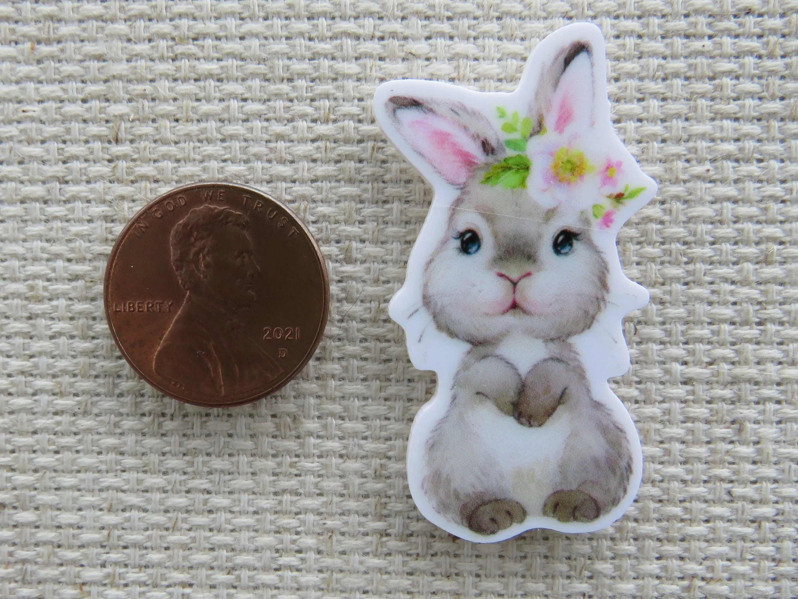 Cute Grey Bunny Needle Minder, Cover Minder, Magnet