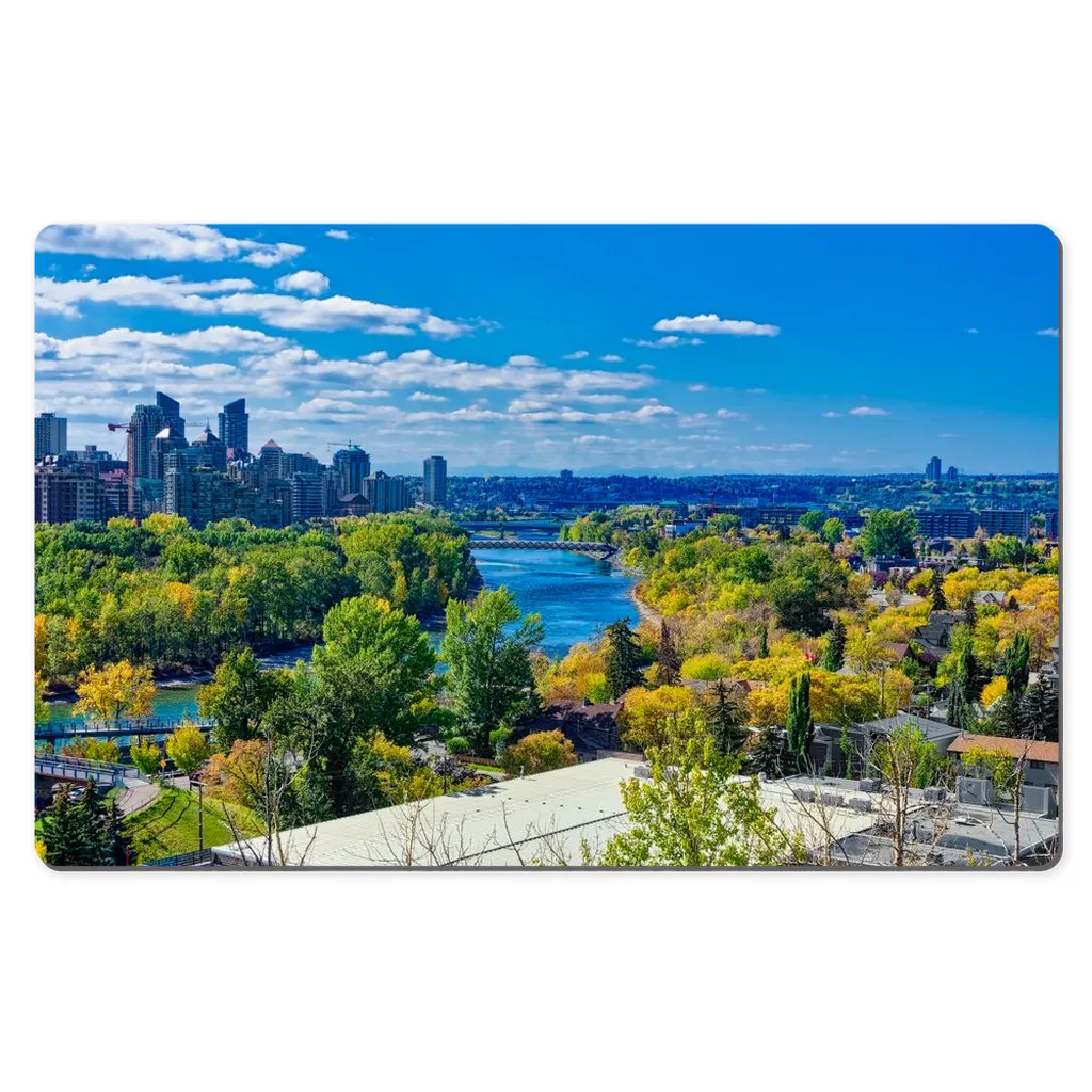 Desk Mats - McHugh Bluff Bow River Peace Bridge Fall HDR