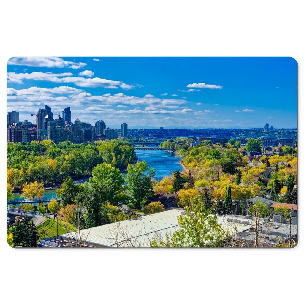 Desk Mats - McHugh Bluff Bow River Peace Bridge Fall HDR