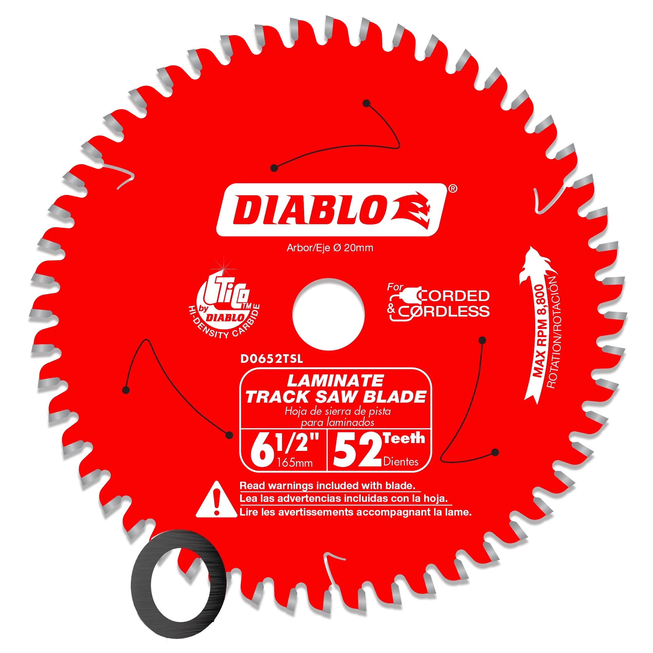 Diablo 6-1/2" 52-Teeth Track Saw Blade for Laminate