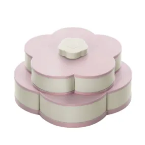 Double Layer Flower-Shaped Rotating Snack Tray C8-2-17 Pink