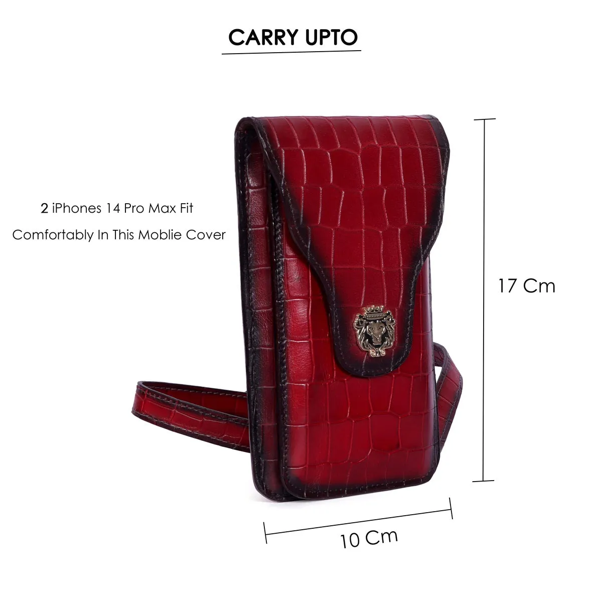 Double Pocket Side Bag Mobile In Wine Deep Cut Leather