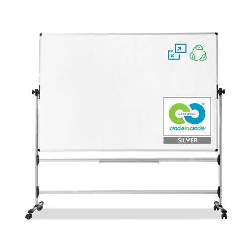 Earth Silver Easy Clean Mobile Revolver Dry Erase Boards, 36 X 48, White Surface, Silver Steel Frame