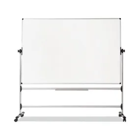 Earth Silver Easy Clean Mobile Revolver Dry Erase Boards, 48 X 70, White Surface, Silver Steel Frame