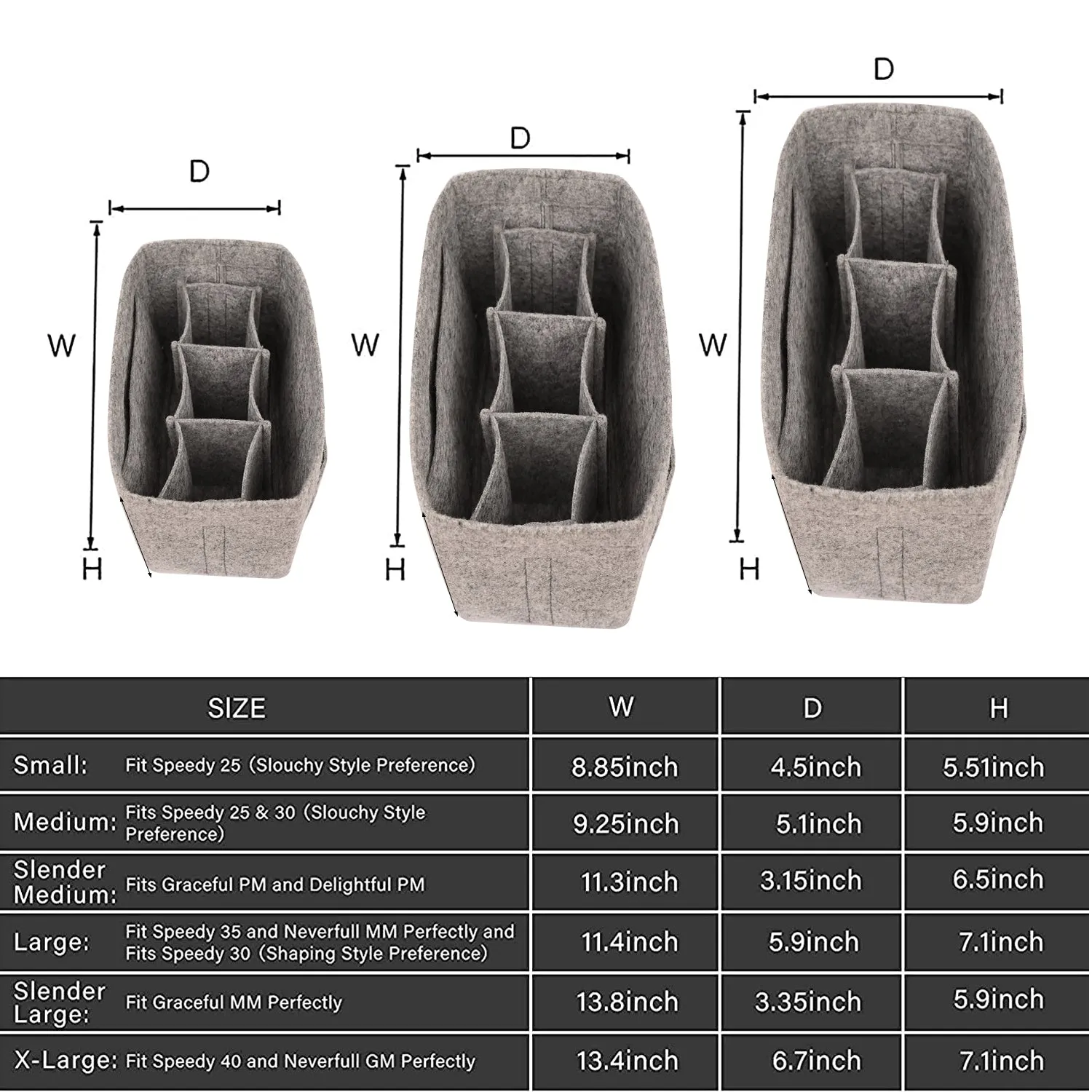 Elevate Your Style and Organization with Felt Purse Organizers: Find Your Perfect Fit (Light Grey)