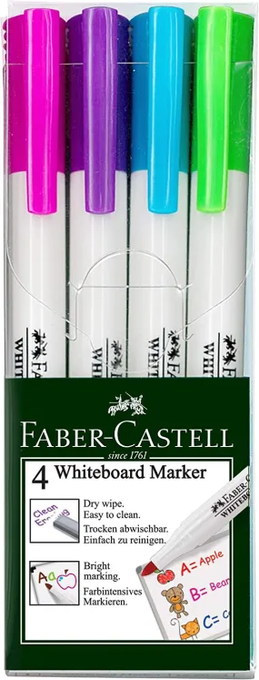 FABER-CASTELL Marker Slim White Board creative PET Box of 4