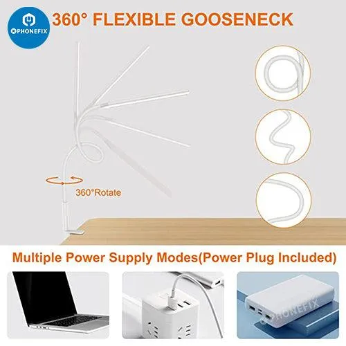 Flexible LED Desk Lamp With 3 Lightning Modes For Phone Repair