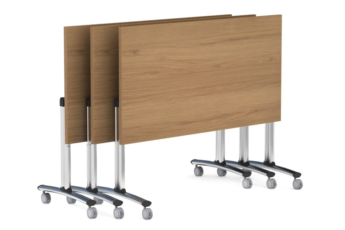 Folding / Flip Top Mobile Meeting Room Table with Wheel Chrome Legs Domino [1200L x 800W]