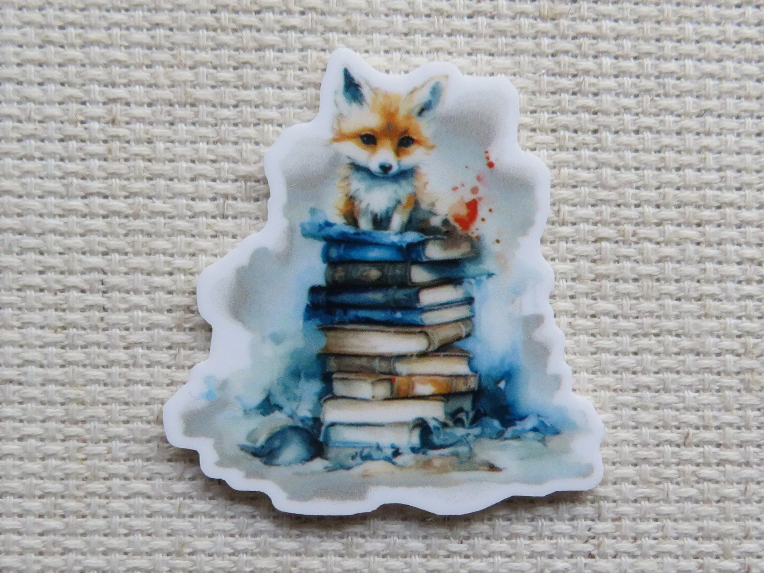 Fox Sitting on a Stack of Books Needle Minder, Cover Minder, Magnet