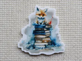 Fox Sitting on a Stack of Books Needle Minder, Cover Minder, Magnet