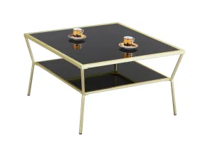 Fusion Glass Coffee Table (70 x 70 x 40cm, Brass/Black)