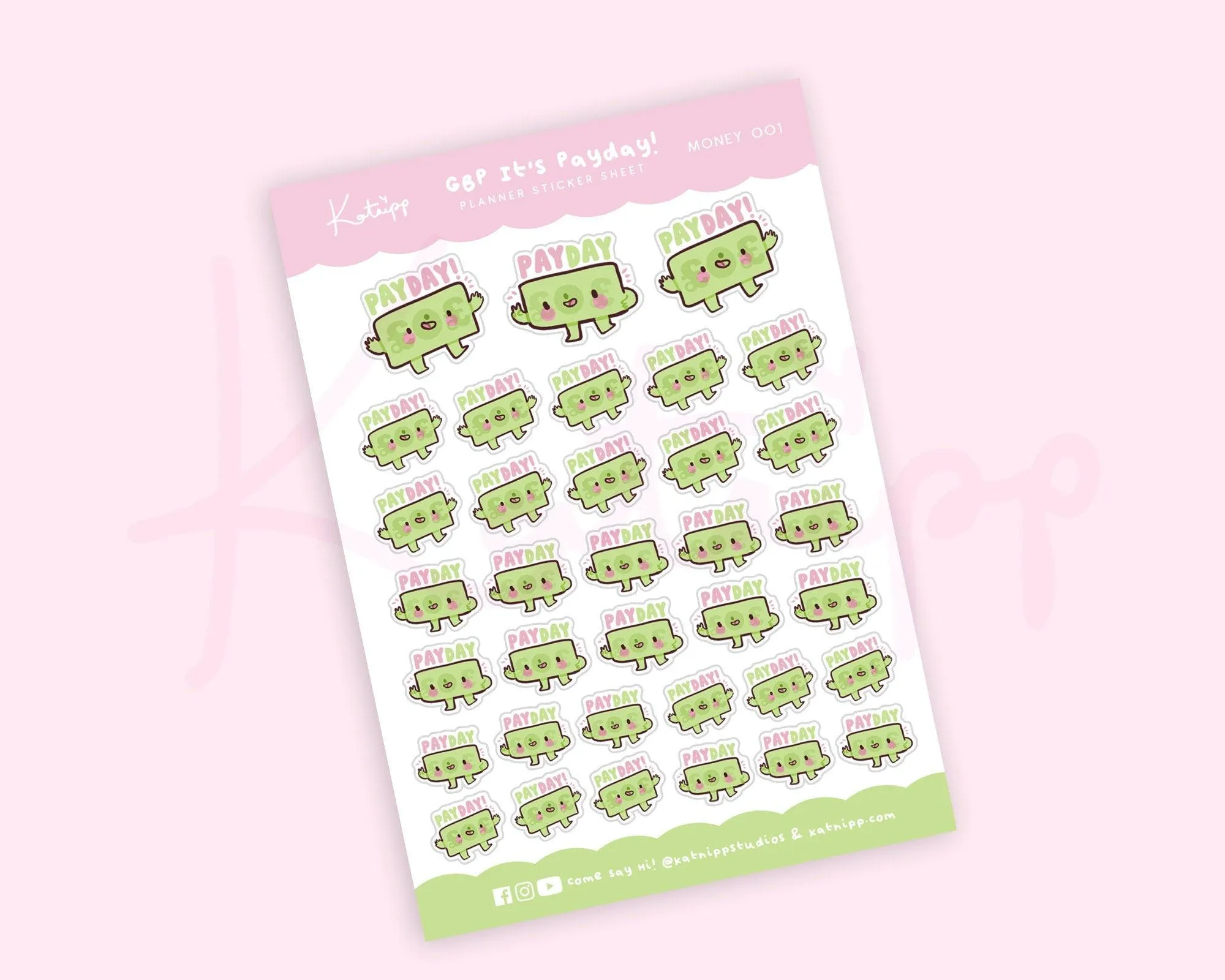 GBP Payday Sticker Sheet │ Cute Budget Planner Stickers │ Kawaii Money Reminder │ MONEY 001