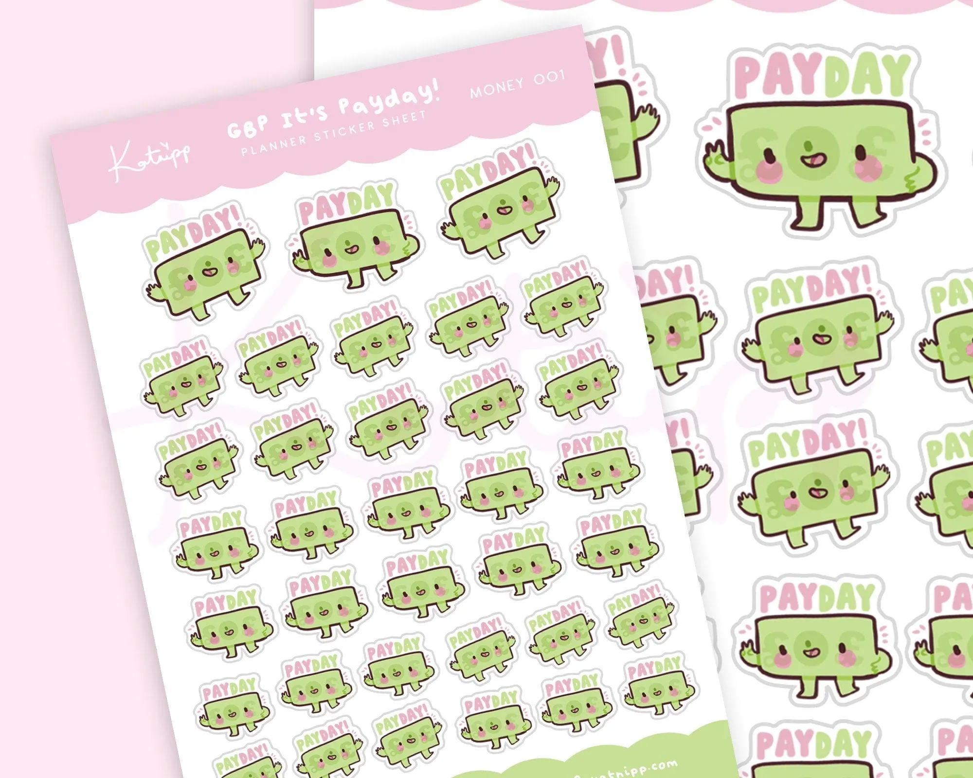 GBP Payday Sticker Sheet │ Cute Budget Planner Stickers │ Kawaii Money Reminder │ MONEY 001