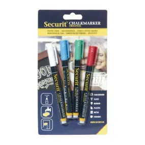 GJ550 Securit 2mm Liquid Chalk Pens Assorted Colours (Pack of 4)