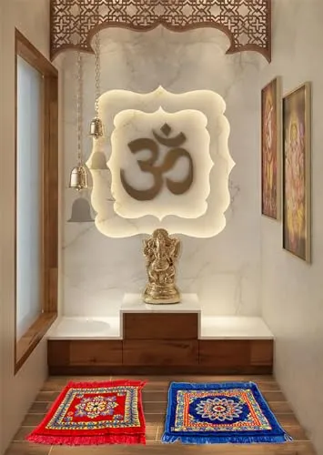 GLUN® 19 * 19 Inch Velvet Multipurpose Square Carpet or Mat for Pooja Aasan, Sitting, Meditation Multipurpose Uses Pack of 2