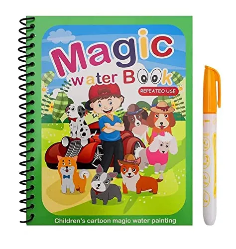 GLUN® Water Magic Book, Magic Doodle Pen, Coloring Doodle Drawing Board Games for Kids, Educational Book for Growing Kids Pack of 1 Book