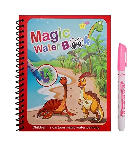 GLUN® Water Magic Book, Magic Doodle Pen, Coloring Doodle Drawing Board Games for Kids, Educational Book for Growing Kids Pack of 1 Book