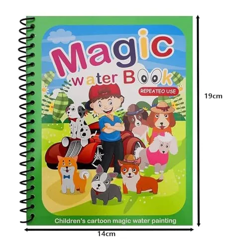 GLUN® Water Magic Book, Magic Doodle Pen, Coloring Doodle Drawing Board Games for Kids, Educational Book for Growing Kids Pack of 1 Book
