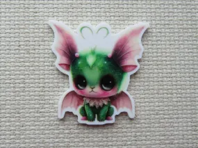 Green and Pink Dragon Needle Minder, Cover Minder, Magnet