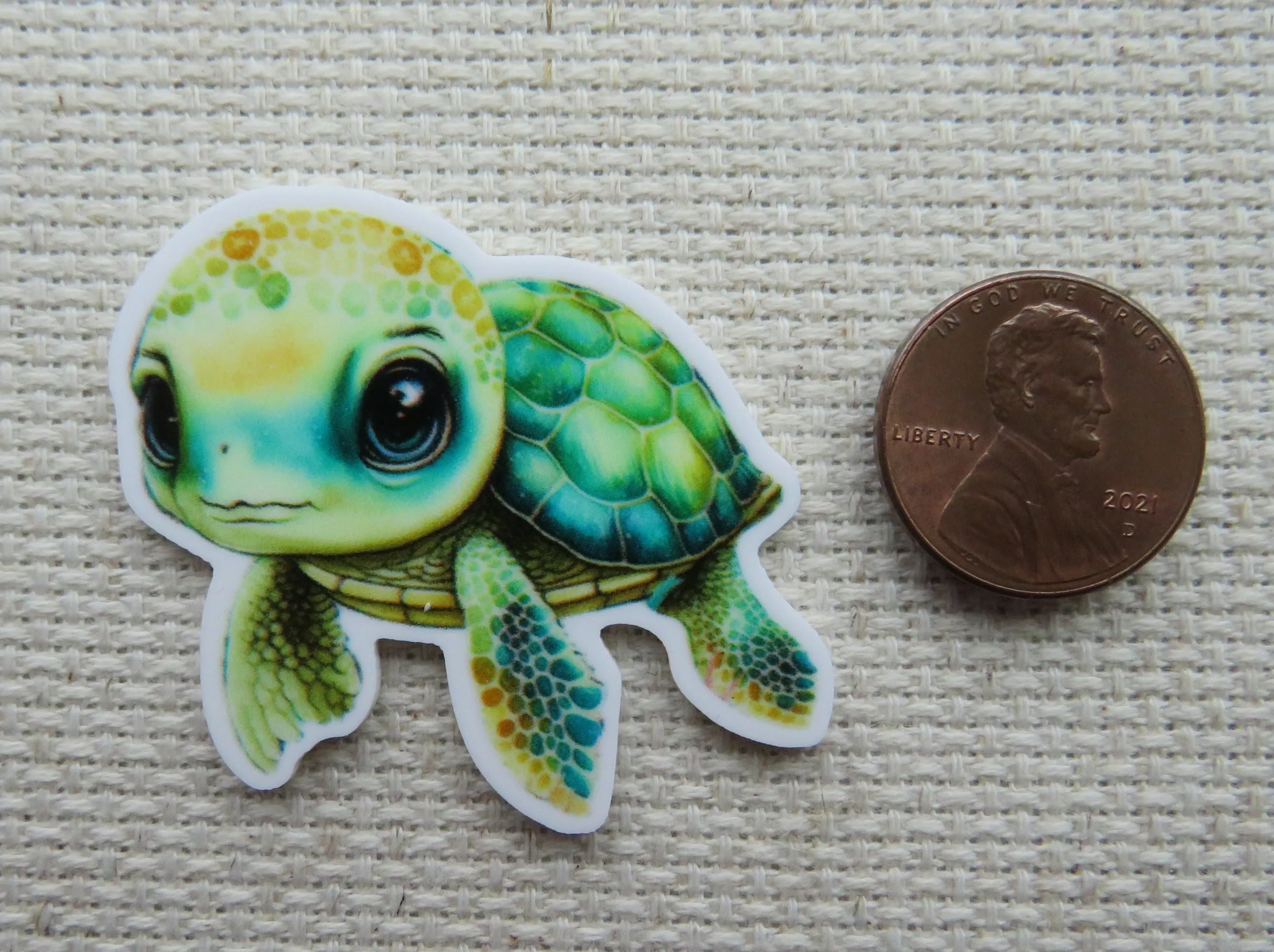 Green Baby Turtle Needle Minder, Cover Minder, Magnet