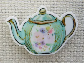 Green Floral Teapot Needle Minder, Cover Minder, Magnet