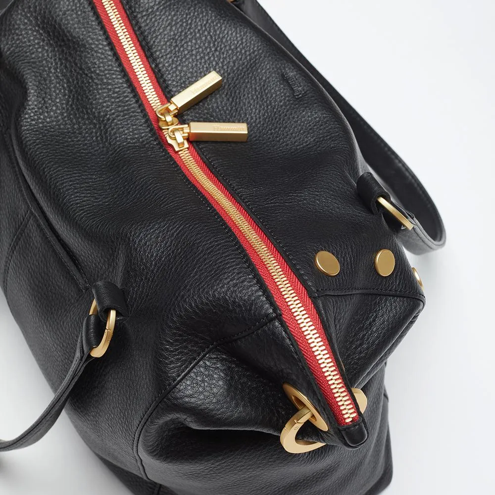 Hammitt Daniel Large Black/Brushed Gold/Red Zip