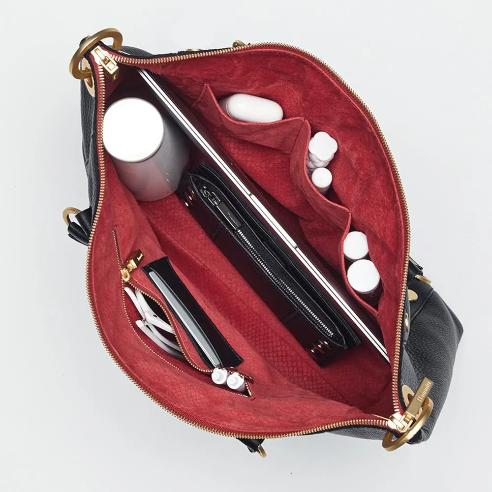 Hammitt Daniel Large Black/Brushed Gold/Red Zip