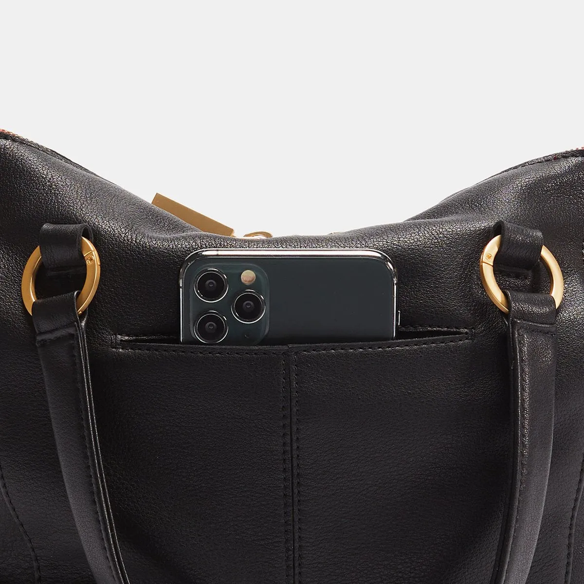 Hammitt Daniel Medium Black/Brushed Gold/Red Zip