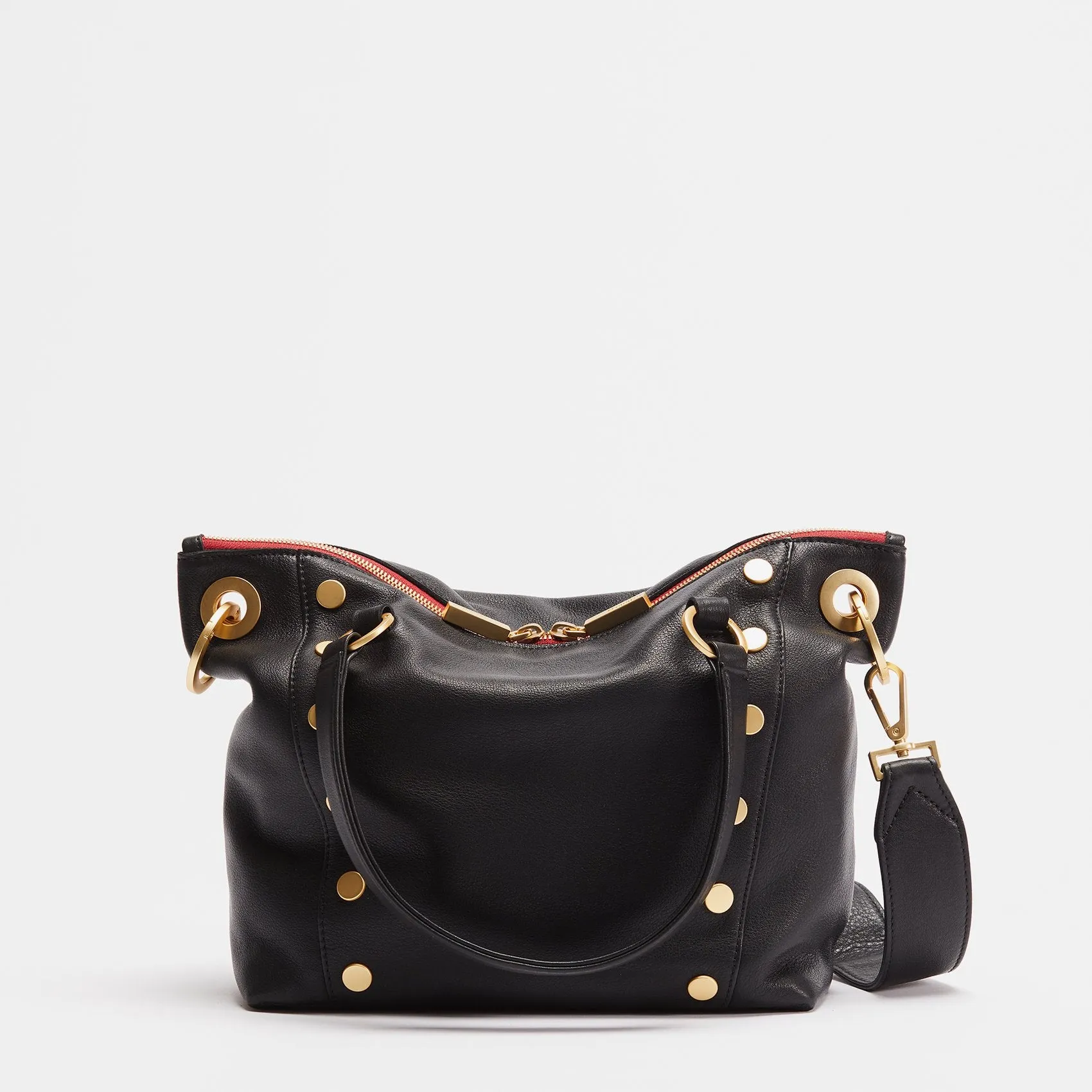 Hammitt Daniel Medium Black/Brushed Gold/Red Zip