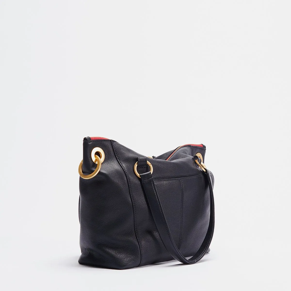 Hammitt Daniel Medium Black/Brushed Gold/Red Zip