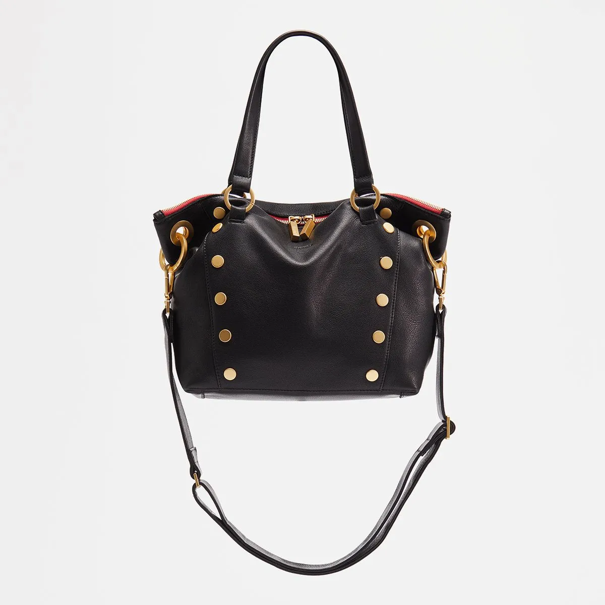 Hammitt Daniel Medium Black/Brushed Gold/Red Zip