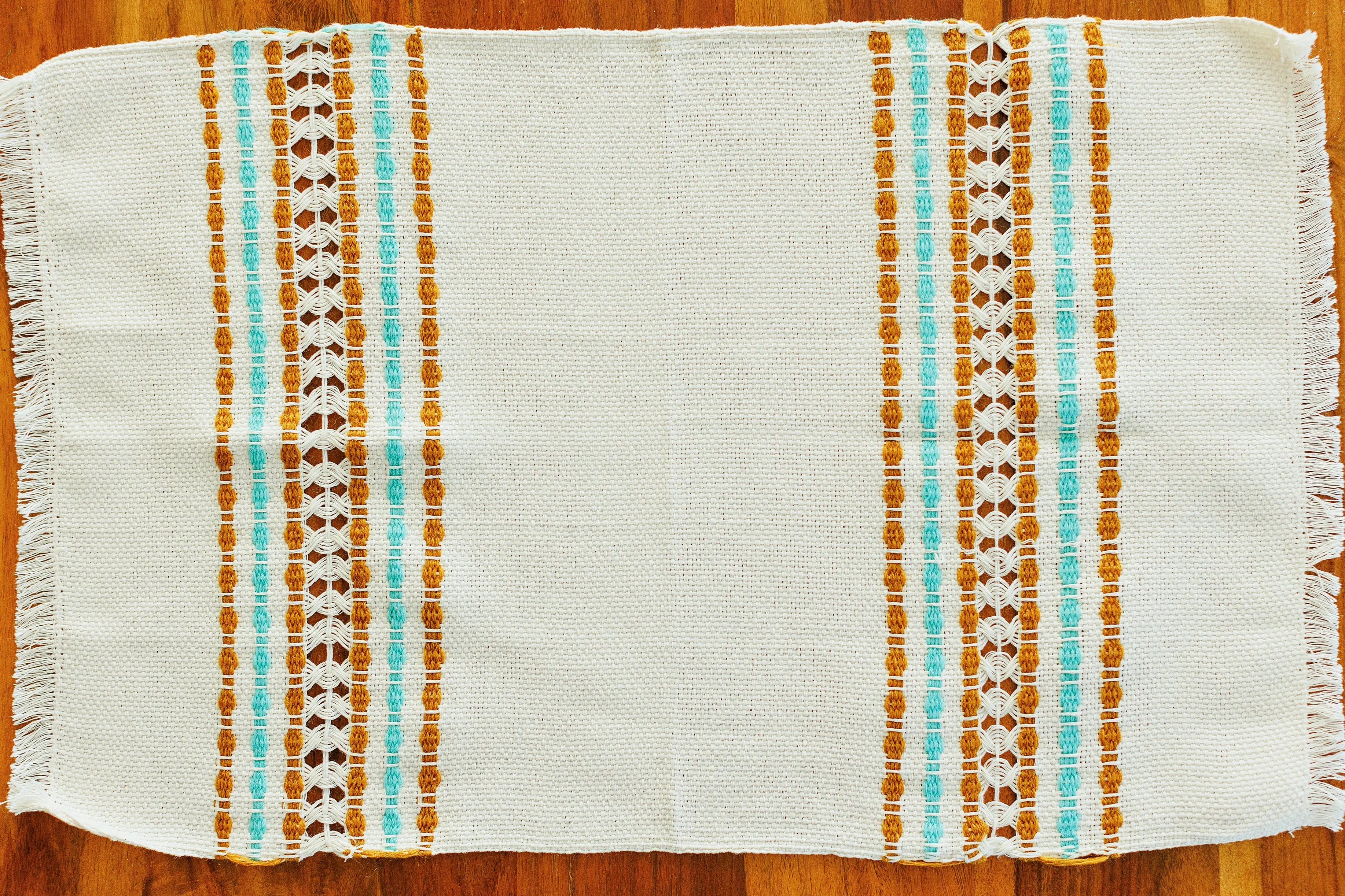 Hand Woven Placemat - Teal and Mustard