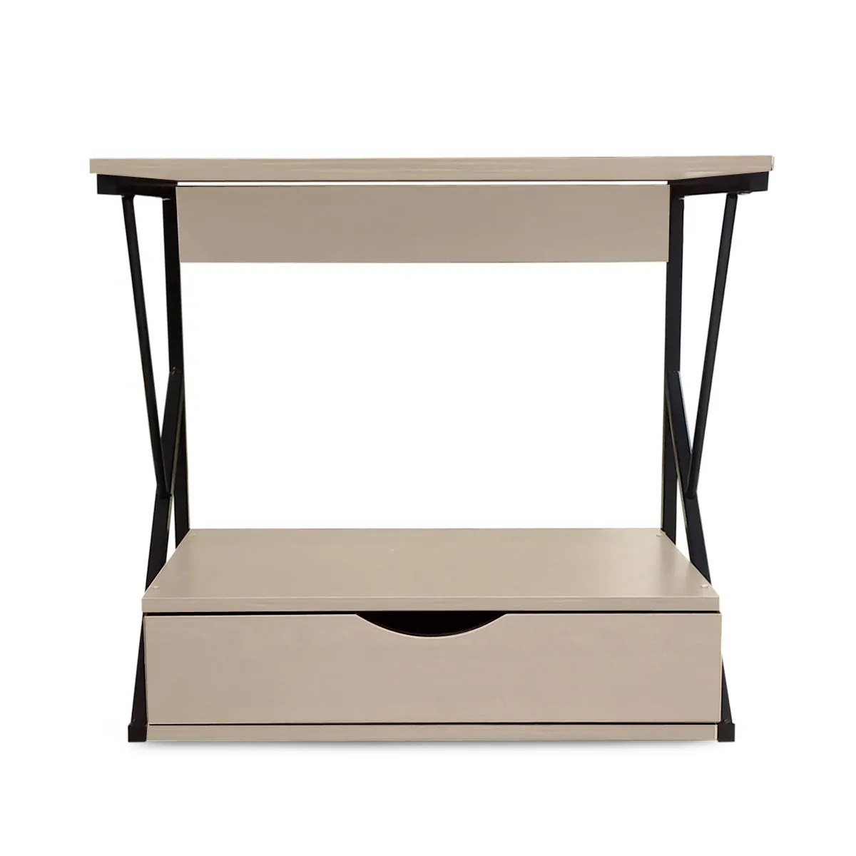 Kawachi 2 Tier Kitchen Counter Shelf Microwave Stand Storage Spice Rack with Drawer KW18-Beige