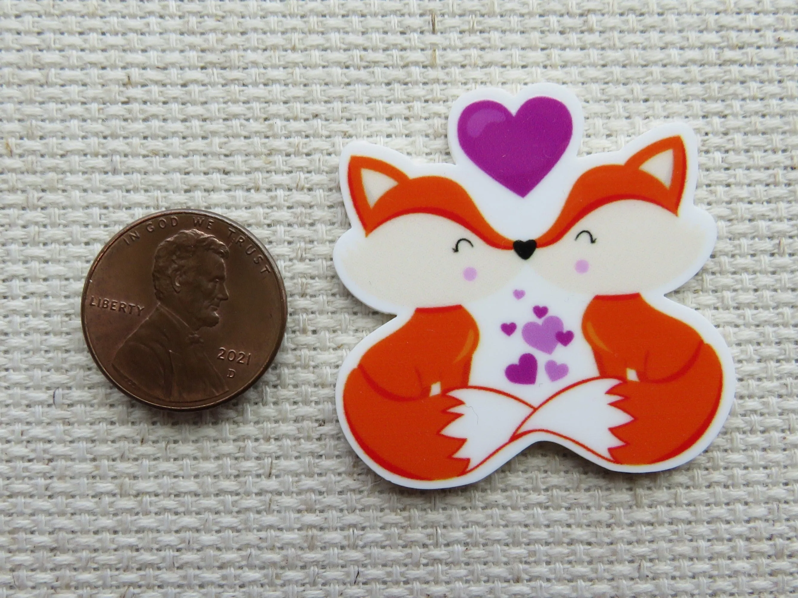 Kissing Foxes Needle Minder, Cover Minder, Magnet LAST ONE!