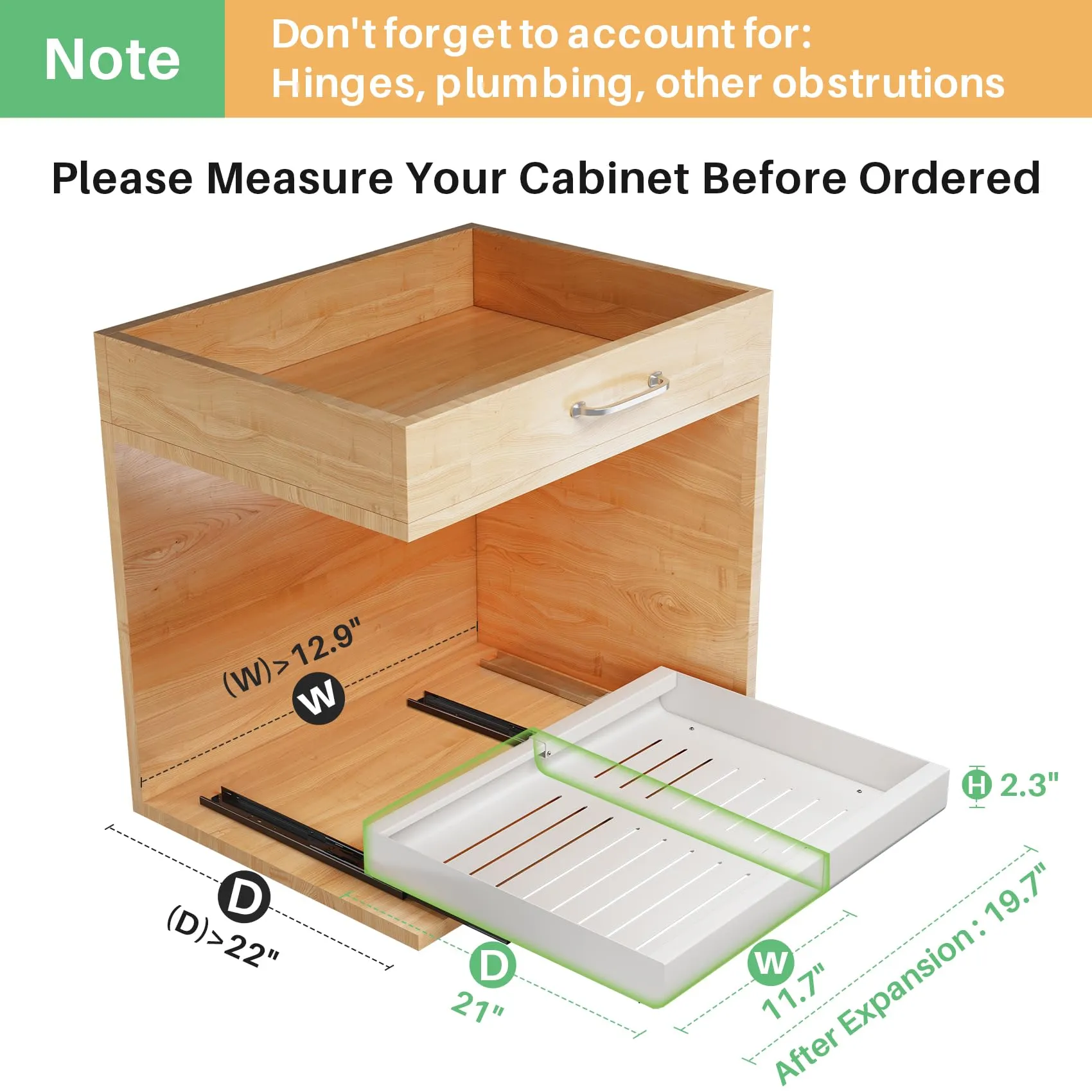 Kitstorack: Expandable Pull-Out Cabinet Organizer - Heavy-Duty & Microplastic-Free Slide-Out Drawer with Adhesive Nano Film