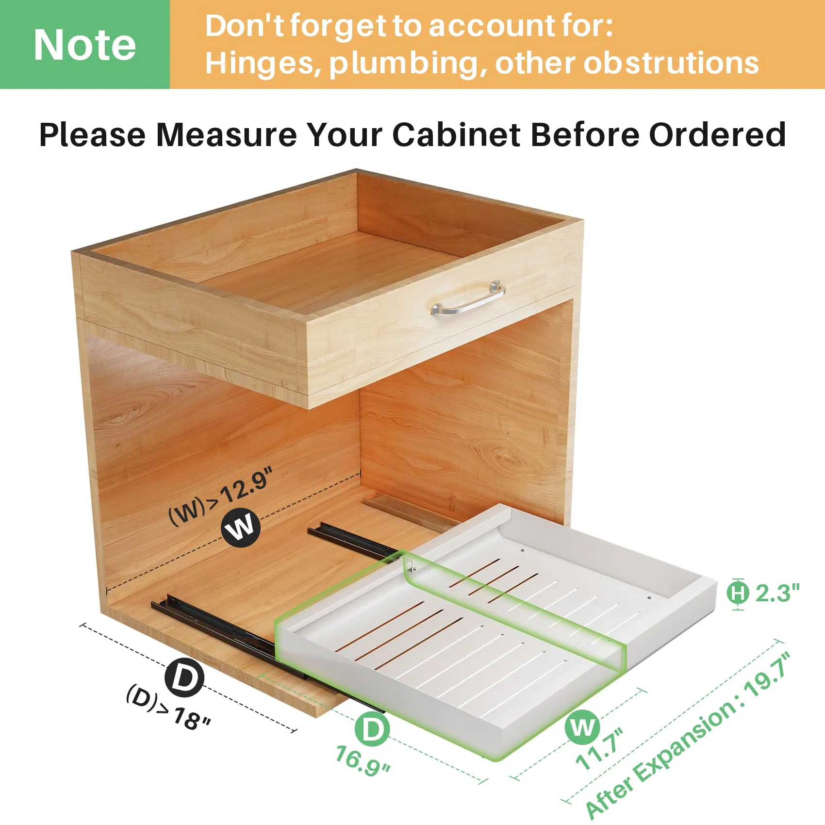 Kitstorack: Expandable Pull-Out Cabinet Organizer - Heavy-Duty & Microplastic-Free Slide-Out Drawer with Adhesive Nano Film