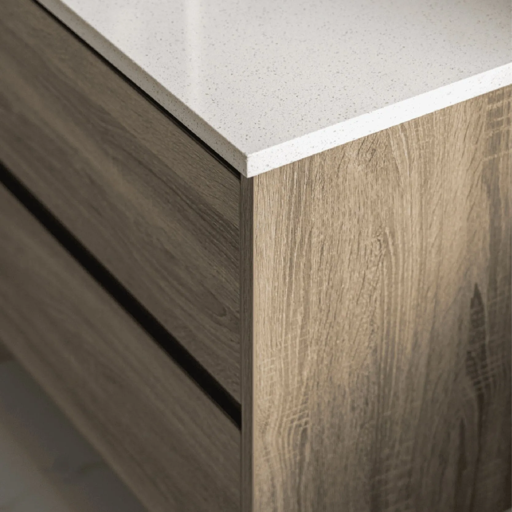 KRIS 1200mm Oak Timber Wall Hung Double Vanity   Bliss Stone Top