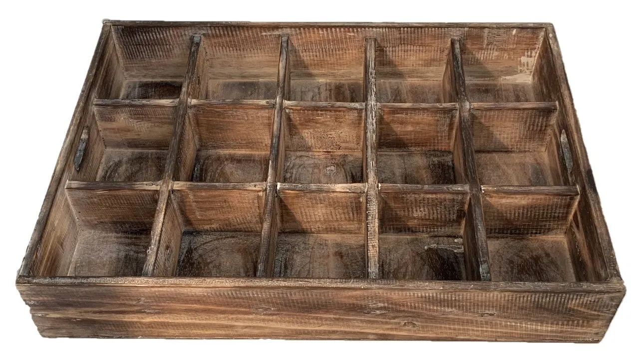 Large Wooden Sorting Tray - 15 Sections
