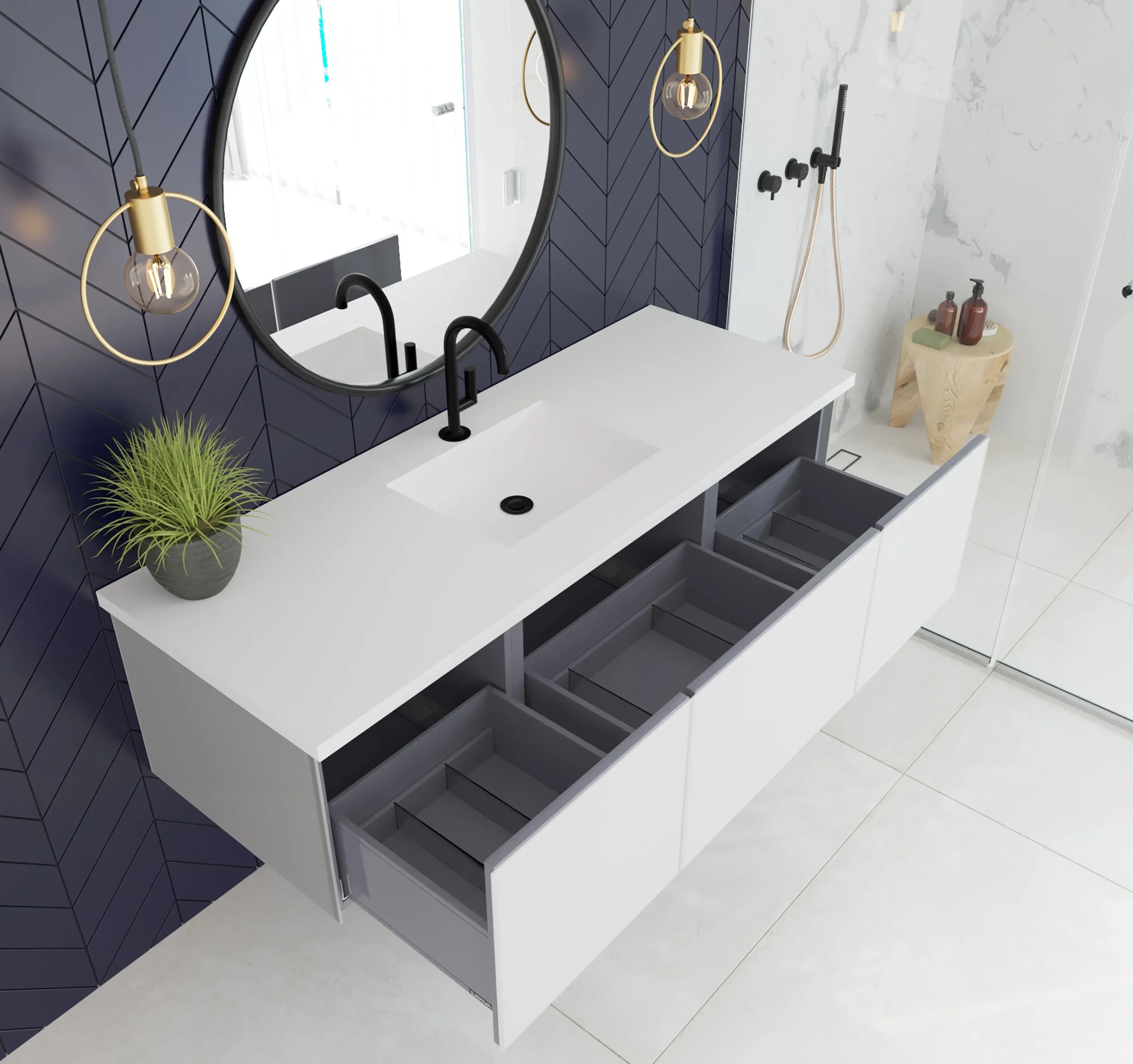 Laviva 313VTR-60C Vitri 60" Single Sink Wall Hung Bathroom Vanity Cabinet