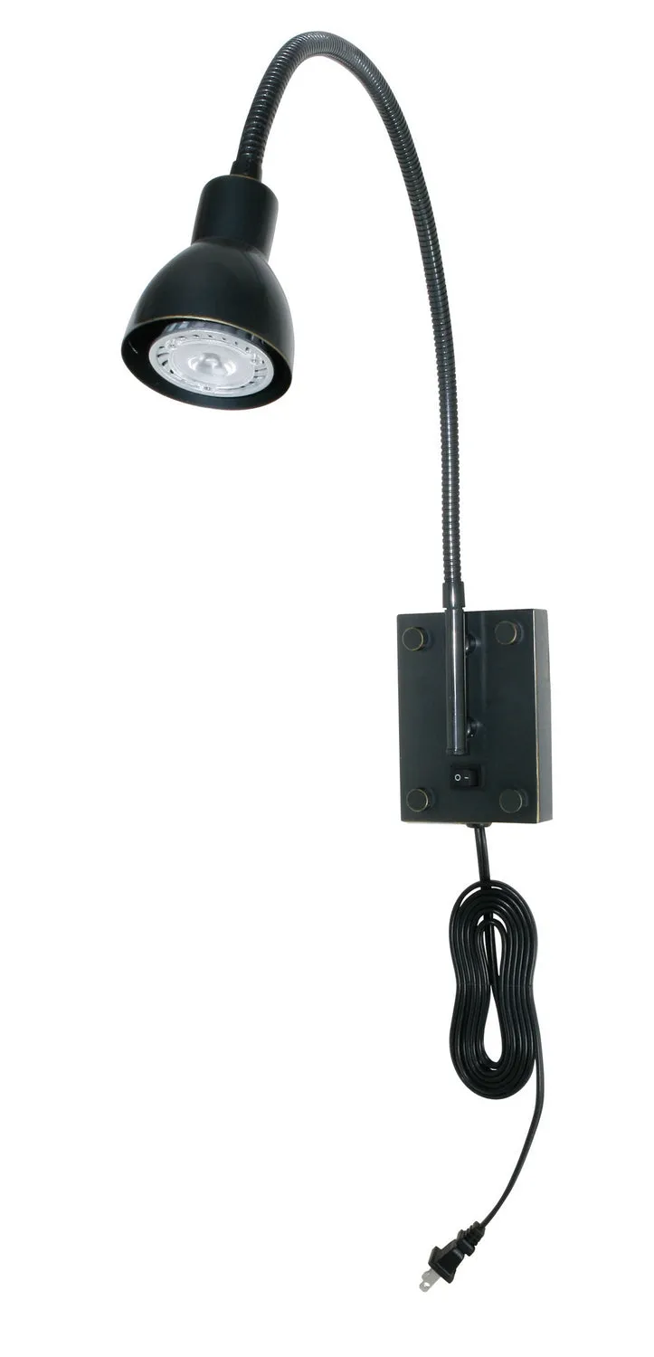 LED Gooseneck One Light Wall Lamp In Dark Bronze