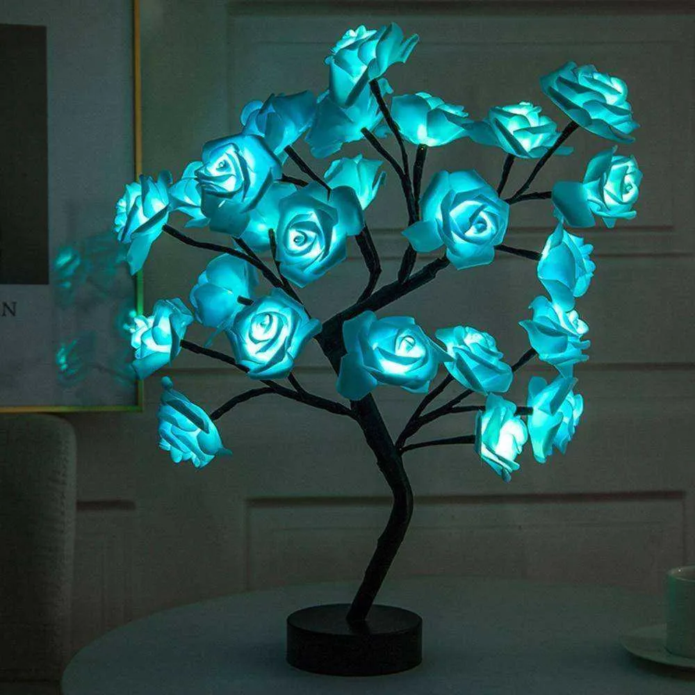 LED Table Lamp Rose Flower Tree USB Night Lights