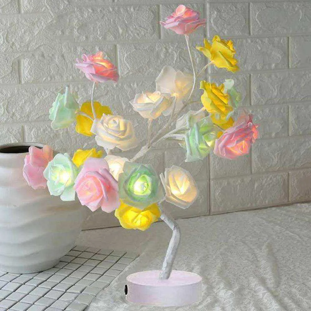 LED Table Lamp Rose Flower Tree USB Night Lights