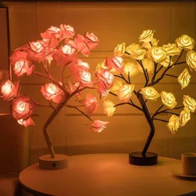 LED Table Lamp Rose Flower Tree USB Night Lights